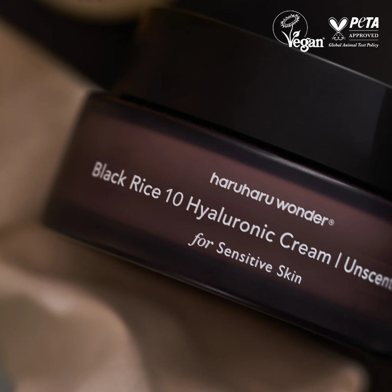 haruharu wonder Black Rice 10 Hyaluronic Cream Unscented – Fragrance-Free Deep Hydration Moisturizer with Fermented Black Rice