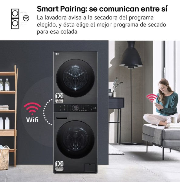 LG WT1210BBF.APBQKIS Lavasecadora Independiente de Carga Frontal 12Kg/22Kg A Negra