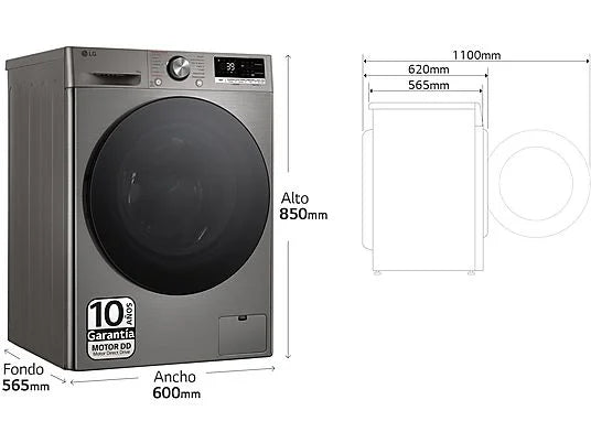 LG - lavadora F4WR7009AGS 9kg 1400rpm Inox a