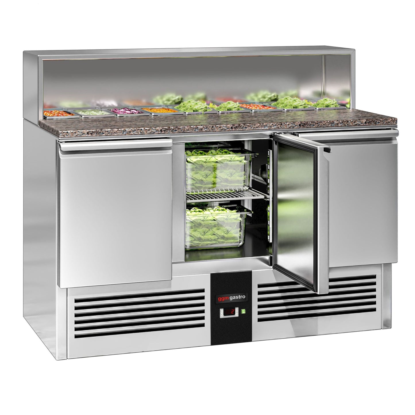 Saladette Pizzakühltisch Premium - 1,37 x 0,7 M - mit 3 Türen