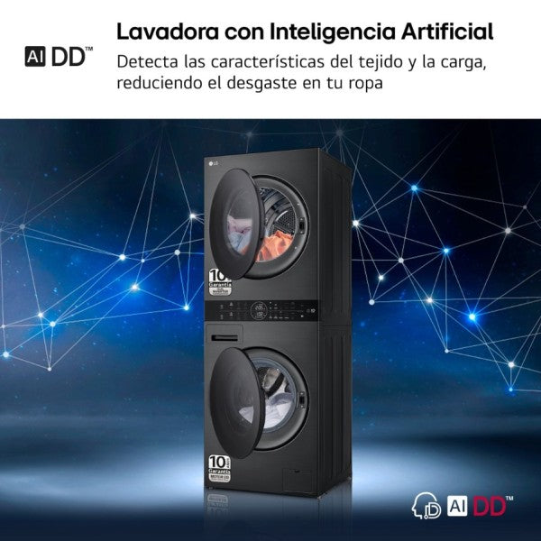 LG WT1210BBF.APBQKIS Lavasecadora Independiente de Carga Frontal 12Kg/22Kg A Negra
