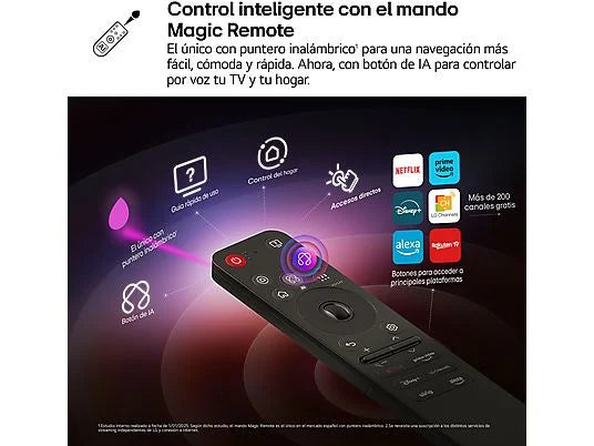 TV OLED 65 - LG OLED65G54LW, OLED 4K, Procesador Inteligente α11 AI Processor 4K Gen2, Smart TV, Rocky Black