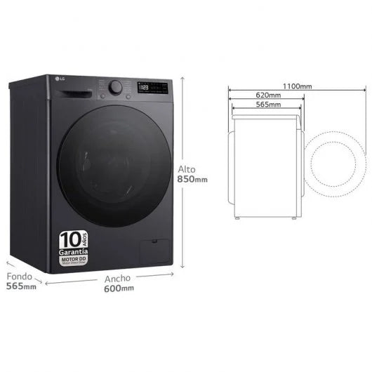LG F4DR6009AGM Lavasecadora de Carga Frontal 9Kg6Kg D Negra