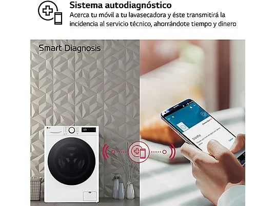 Lavadora secadora - LG F2DR5S09A1W, 9 kg+5 kg, 1200 rpm, 12 programas, Blanco