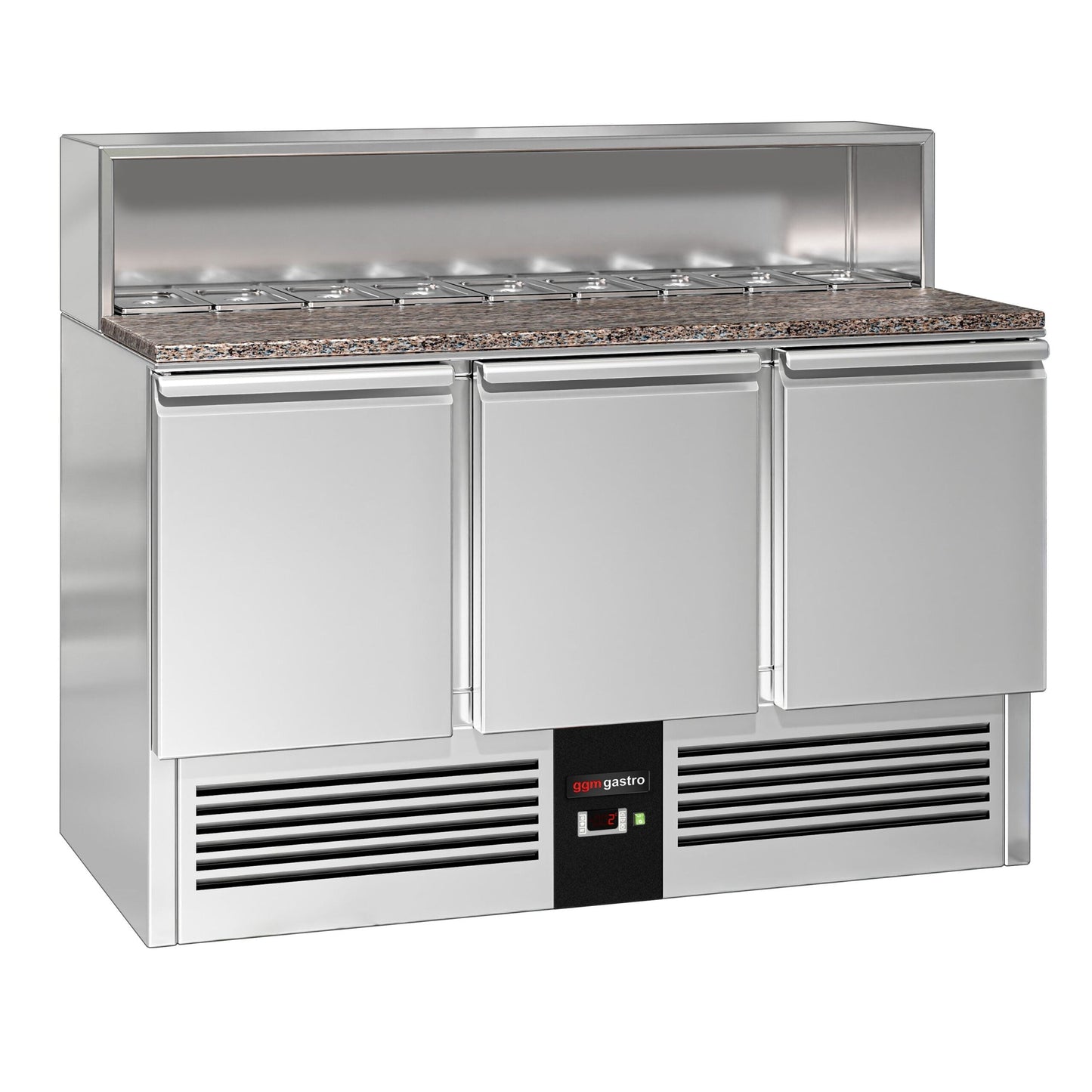 Saladette Pizzakühltisch Premium - 1,37 x 0,7 M - mit 3 Türen