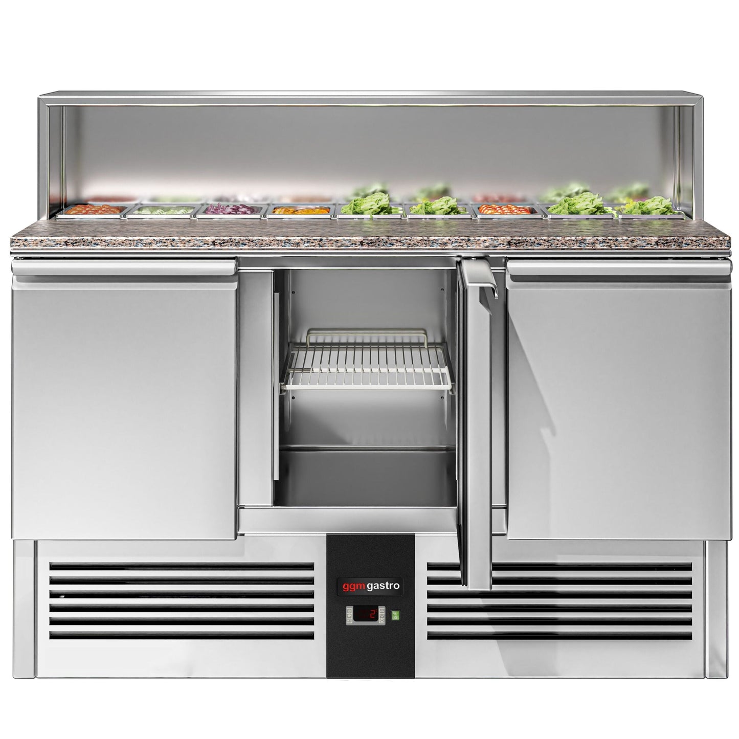 Saladette Pizzakühltisch Premium - 1,37 x 0,7 M - mit 3 Türen