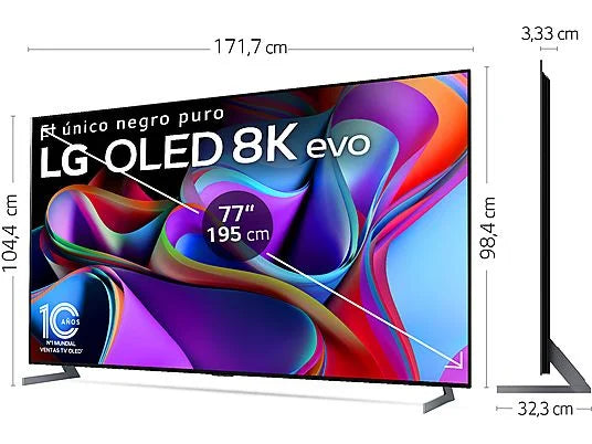 TV OLED 77 - LG OLED77Z39LA, OLED 8K, Inteligente α9 8K Gen6, Smart TV, DVB-T2 (H.265), Negro