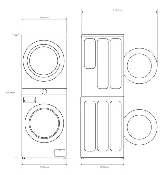 LG WT1210BBF.APBQKIS Lavasecadora Independiente de Carga Frontal 12Kg/22Kg A Negra