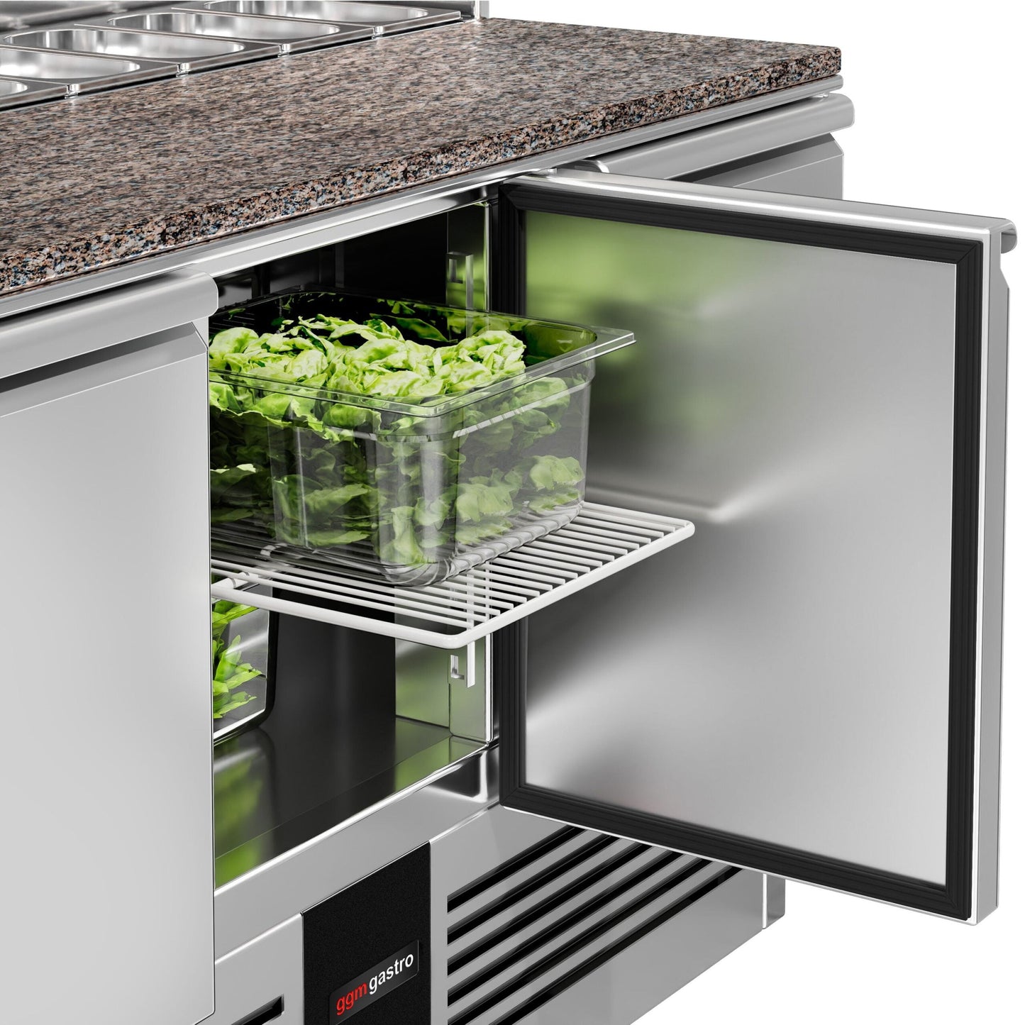 Saladette Pizzakühltisch Premium - 1,37 x 0,7 M - mit 3 Türen