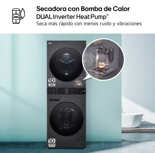 LG WT1210BBF.APBQKIS Lavasecadora Independiente de Carga Frontal 12Kg/22Kg A Negra