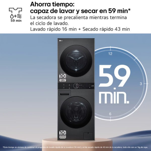 LG WT1210BBF.APBQKIS Lavasecadora Independiente de Carga Frontal 12Kg/22Kg A Negra