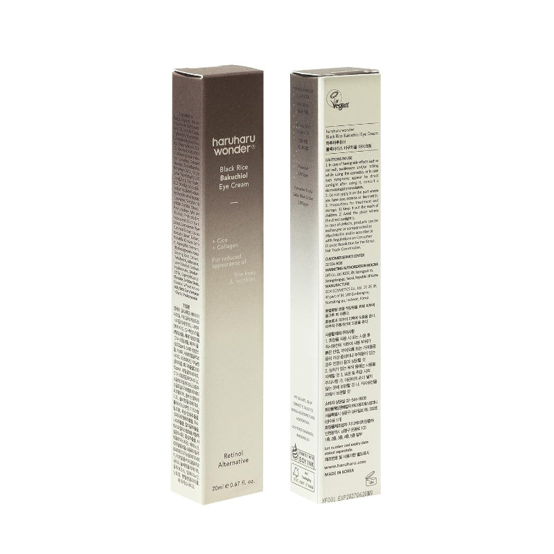 haruharu wonder Black Rice Bakuchiol Eye Cream – Gentle Retinol Alternative for Fine Lines & Dark Circles with Fermented Black Rice