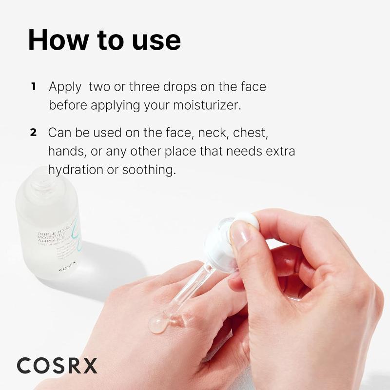 COSRX Triple Hyaluronic Moisture Ampoule – Deep Hydration Serum with 3 Types of Hyaluronic Acid – Lightweight Korean Skincare