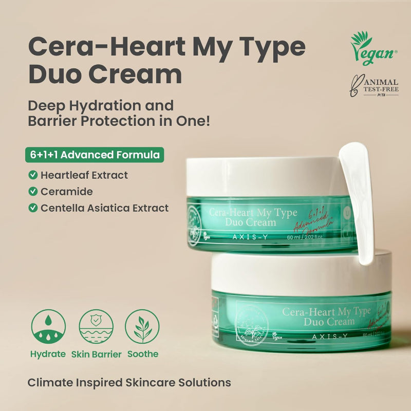 AXIS-Y Cera-Heart My Type Duo Cream – Dual Moisturizer with Ceramides for Combination & Sensitive Skin