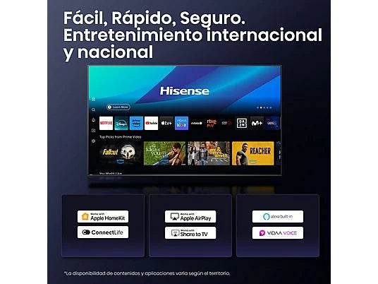 TV LED 65" - Hisense 65A6Q, UHD 4K, Quad Core/MT9603, IA 4K Upscaler, Modo Juego Plus, Control por voz, Negro