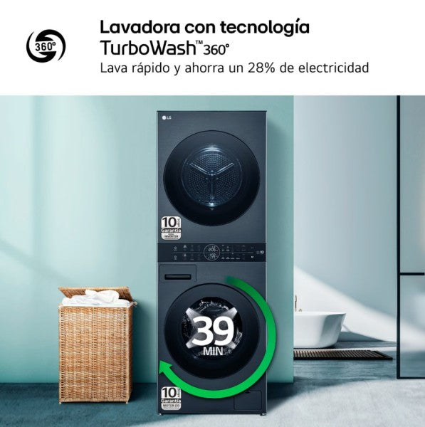 LG WT1210BBF.APBQKIS Lavasecadora Independiente de Carga Frontal 12Kg/22Kg A Negra