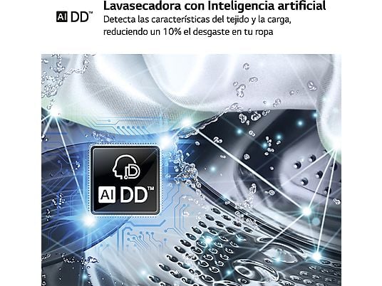 Lavadora secadora - LG F2DR5S09A1W, 9 kg+5 kg, 1200 rpm, 12 programas, Blanco