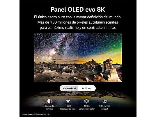 TV OLED 77 - LG OLED77Z39LA, OLED 8K, Inteligente α9 8K Gen6, Smart TV, DVB-T2 (H.265), Negro