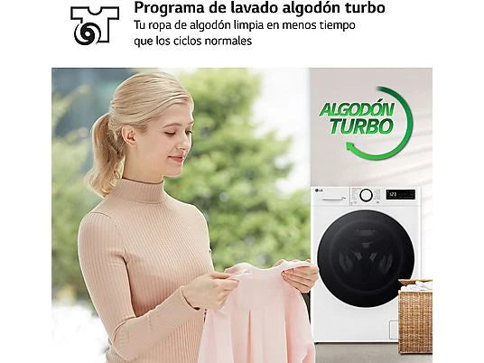 Lavadora secadora - LG F2DR5S09A1W, 9 kg+5 kg, 1200 rpm, 12 programas, Blanco
