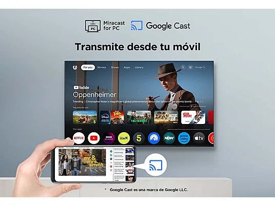 TV QLED 50" - TCL 50P7K, UHD 4K, AiPQ Processor, Smart TV, DVB-T2, 60 Hz, Pantalla HVA, Dolby Atmos, Negro