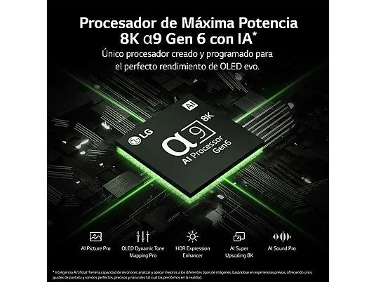 TV OLED 77 - LG OLED77Z39LA, OLED 8K, Inteligente α9 8K Gen6, Smart TV, DVB-T2 (H.265), Negro