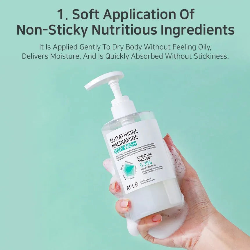APLB Glutathione & Niacinamide Brightening Body Wash – Hydrating, Hypoallergenic Cleanser