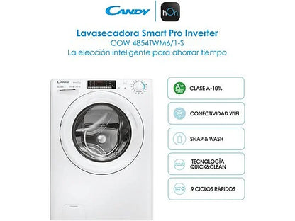 Lavadora secadora - Candy Smart Pro Inverter COW 4854TWM6/1-S, 8 kg/5 kg, 1400 rpm, 16 programas, Wi-Fi, A-10% en Lavado, Blanco