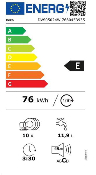 Lavavajillas Beko DVS05024W Blanco (45 cm)