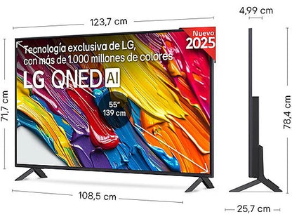 TV QNED 55 - LG 55QNED82A6B, UHD 4K, Procesador Inteligente α7 AI Processor 4K Gen8, Smart TV, DVB-T2 (H.265), Ashed Blue