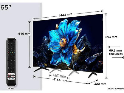 TV QLED 65" - TCL 65P7K, UHD 4K, AiPQ Processor, Smart TV, DVB-T2, 60 Hz, Pantalla HVA, Dolby Atmos, Negro