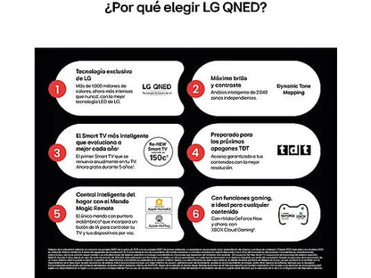 TV QNED 55 - LG 55QNED82A6B, UHD 4K, Procesador Inteligente α7 AI Processor 4K Gen8, Smart TV, DVB-T2 (H.265), Ashed Blue