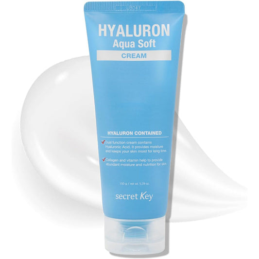 Secret Key Hyaluron Aqua Soft Cream Lightweight Moisturizer with Hyaluronic Acid for Intense Hydration & Smooth, Plump Skin