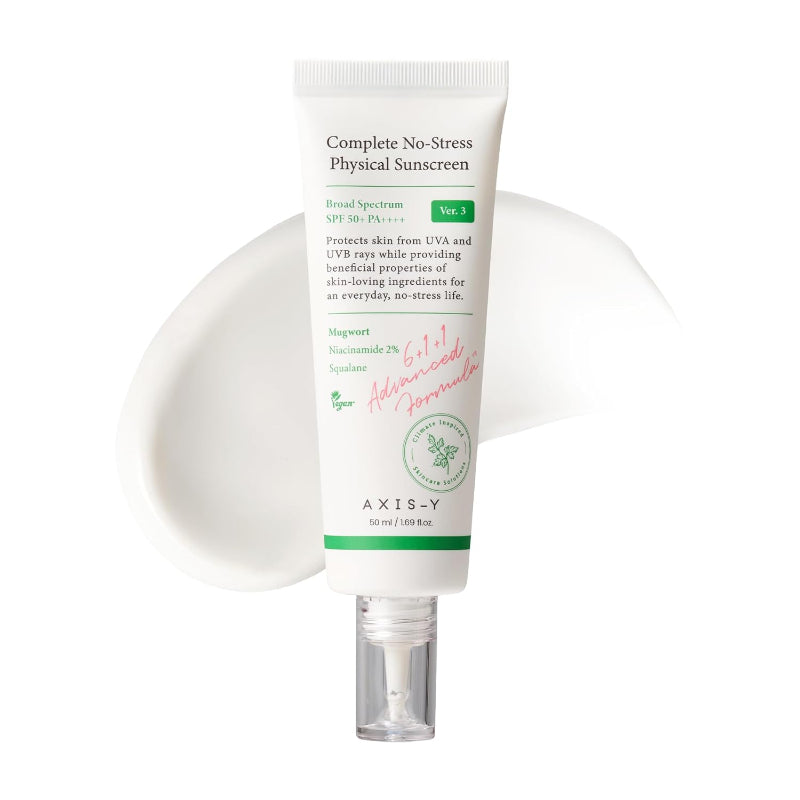 AXIS Y Complete No‑Stress Physical Sunscreen SPF50+ PA++++ – Niacinamide & Squalane Protection