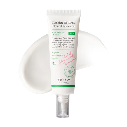 AXIS Y Complete No‑Stress Physical Sunscreen SPF50+ PA++++ – Niacinamide & Squalane Protection