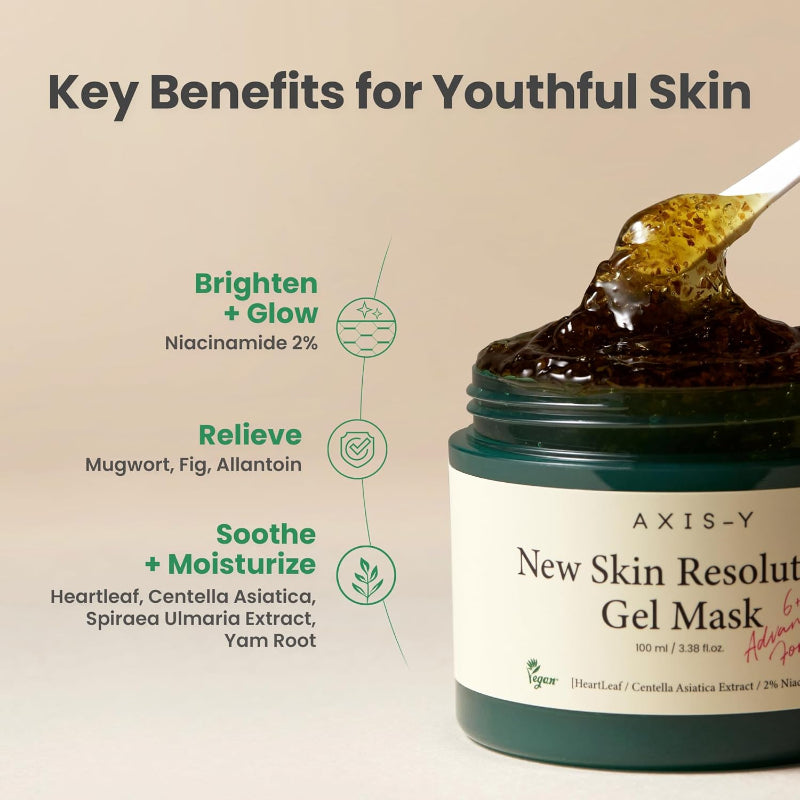AXIS - Y New Skin Resolution Gel Mask – Hydrating & Calming Gel Mask with Centella Asiatica for Sensitive, Tired Skin