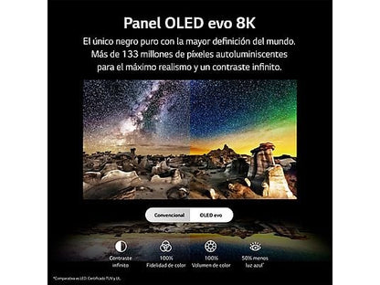 TV OLED 77 - LG OLED77Z39LA, OLED 8K, Inteligente α9 8K Gen6, Smart TV, DVB-T2 (H.265), Negro
