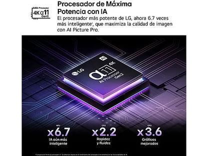 TV OLED 65 - LG OLED65G54LW, OLED 4K, Procesador Inteligente α11 AI Processor 4K Gen2, Smart TV, Rocky Black