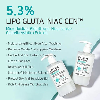 APLB Glutathione & Niacinamide Brightening Body Wash – Hydrating, Hypoallergenic Cleanser