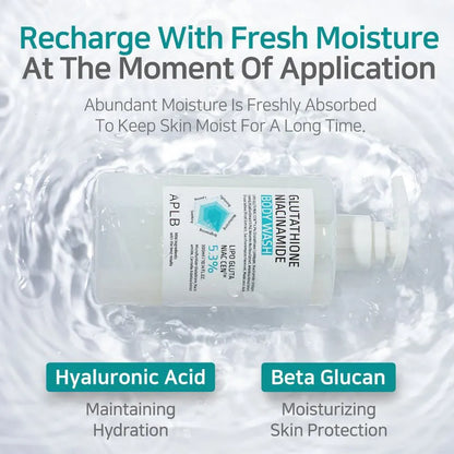 APLB Glutathione & Niacinamide Brightening Body Wash – Hydrating, Hypoallergenic Cleanser