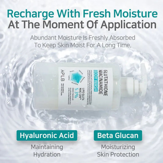 APLB Glutathione & Niacinamide Brightening Body Wash – Hydrating, Hypoallergenic Cleanser