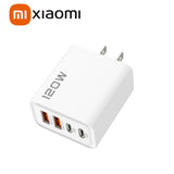 Xiaomi 120W Fast Charger 4 Port USB Type C Quick Charge 3.0 Adapter for iPhone Samsung Huawei