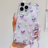 Cute Flower Butterfly Phone Case, Transparent Soft Case for iPhone 11 12 13 14 15 16  Pro Max 16E  Mobile Model