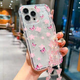 Cute Flower Butterfly Phone Case, Transparent Soft Case for iPhone 11 12 13 14 15 16  Pro Max 16E  Mobile Model