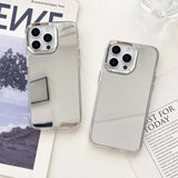 Luxury Makeup Mirror Phone Case for iPhone 16 15 14 13 12 11 Pro Max - Hard Acrylic Shockproof Bumper Cover