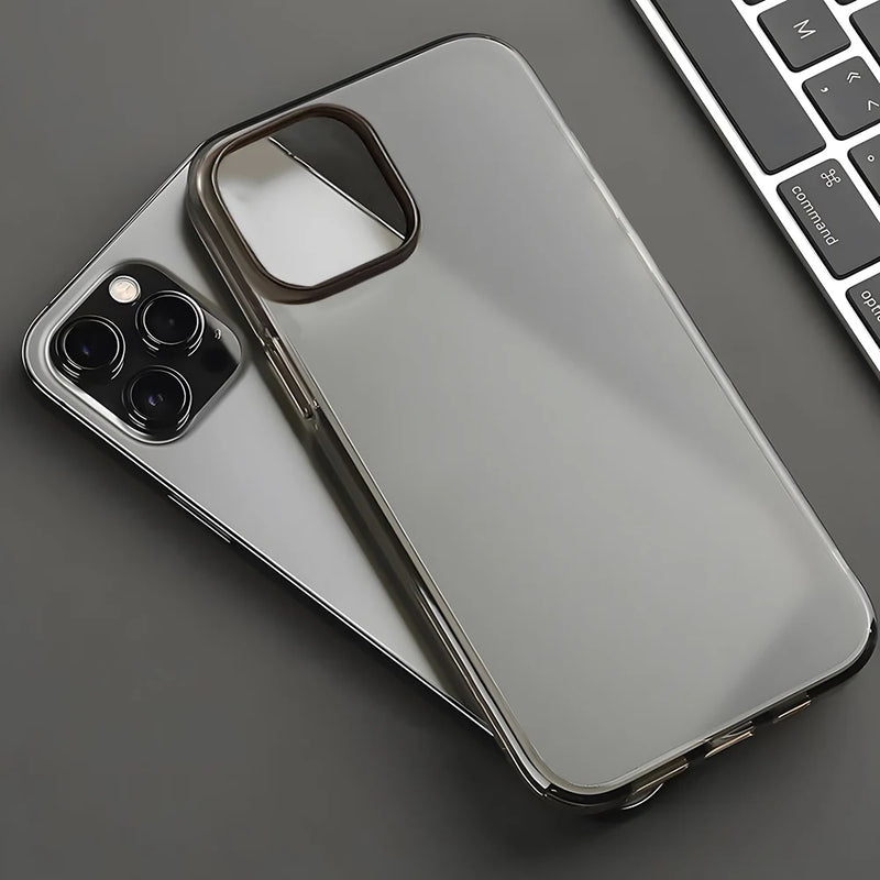 Translucent Clear Phone Case For iPhone 16 Pro Max 15 14 16 Plus 13 12 Mini 11 Matte Black