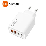 Xiaomi 120W Fast Charger 4 Port USB Type C Quick Charge 3.0 Adapter for iPhone Samsung Huawei