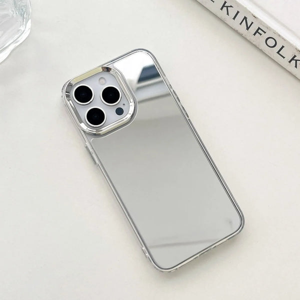 Luxury Makeup Mirror Phone Case for iPhone 16 15 14 13 12 11 Pro Max - Hard Acrylic Shockproof Bumper Cover