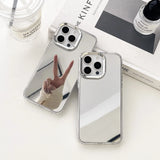 Luxury Makeup Mirror Phone Case for iPhone 16 15 14 13 12 11 Pro Max - Hard Acrylic Shockproof Bumper Cover