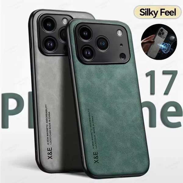 Luxury Leather iPhone 17 Pro Max Case - Shockproof Cover for Ultimate Protection