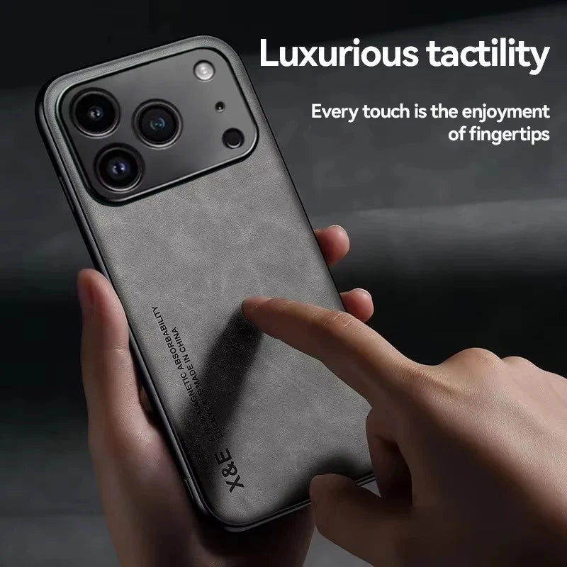 Luxury Leather iPhone 17 Pro Max Case - Shockproof Cover for Ultimate Protection